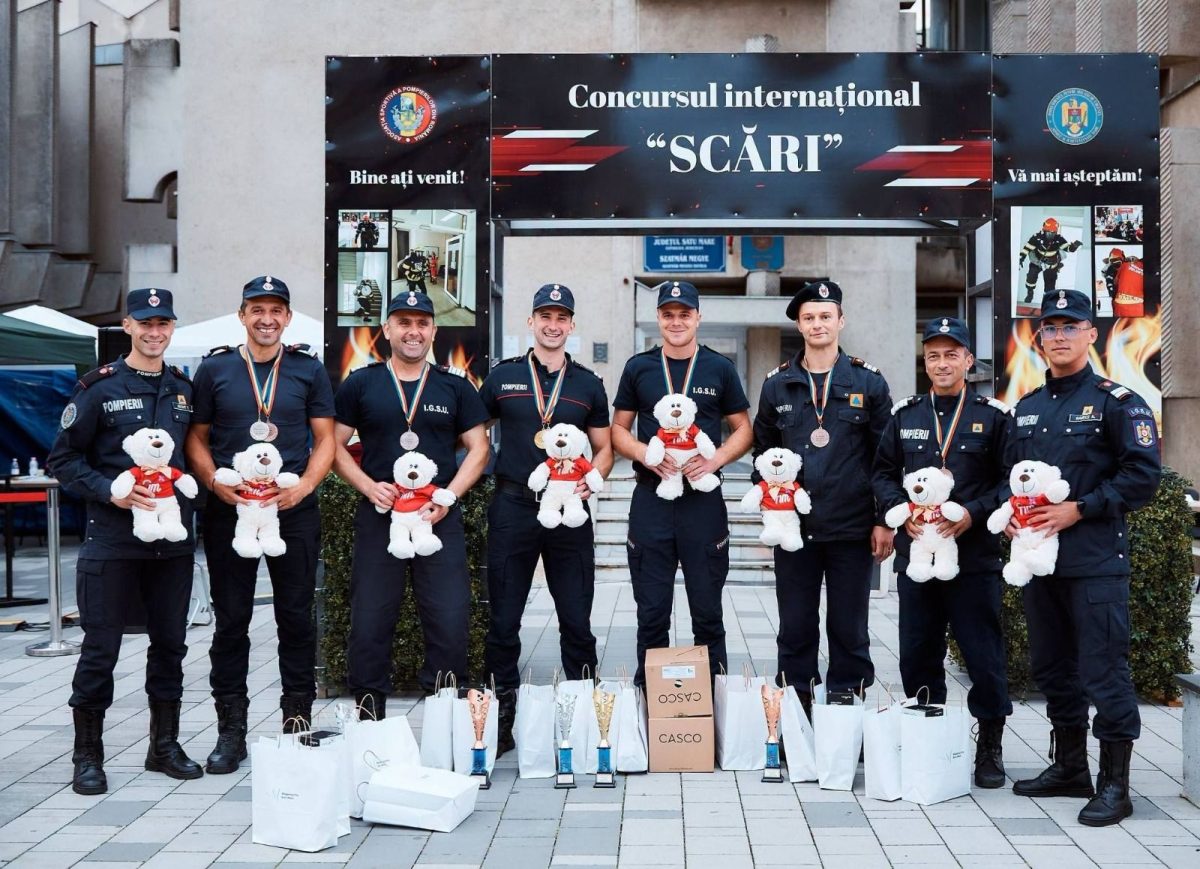 Pompierii din Maramureș au câștigat cinci locuri pe podium la concursul internațional „Scări” de la Satu Mare